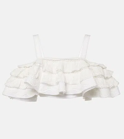 Carolina Herrera Cropped-top Aus Baumwolle In Weiss