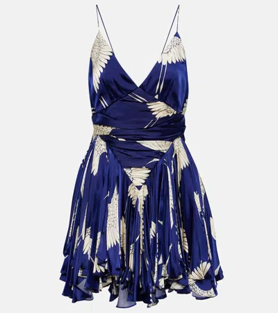 Khaite Bedrucktes Minikleid Margot Aus Satin In Blau