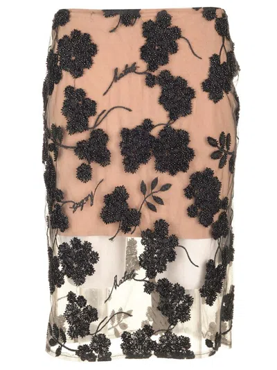 Rotate Birger Christensen Flower Beads Pencil Skirt In Multi