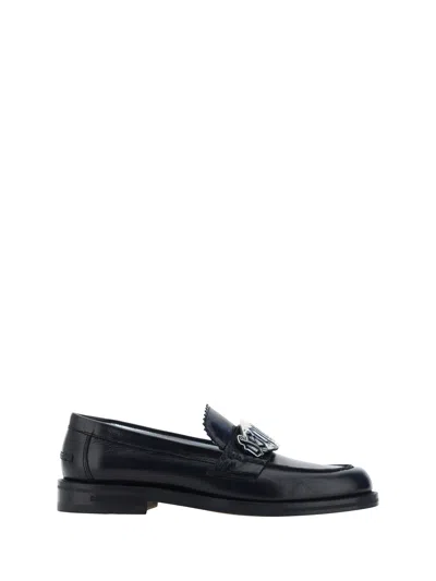 Dsquared2 Logo-plaque Leather Loafers In 黑色