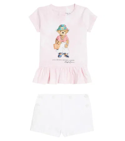 Polo Ralph Lauren Baby Set Polo Bear Aus T-shirt Und Shorts In Pink