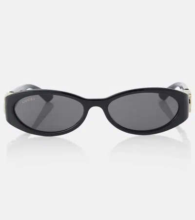 Gucci Ovale Sonnenbrille Interlocking G In Schwarz