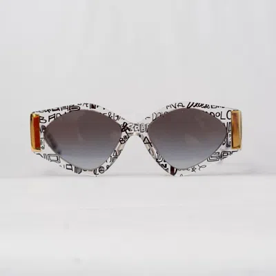 Pre-owned Dolce & Gabbana Grey Gradient Dg4396 Graffiti Oval Sunglasses