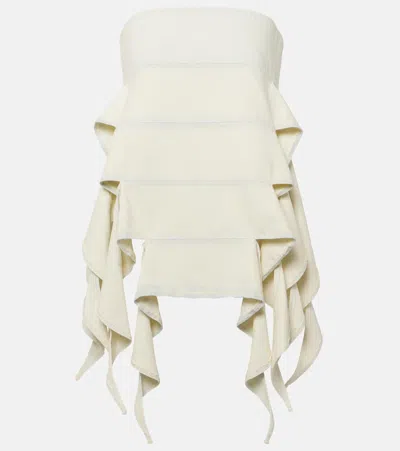 Y/project Bug Strapless Denim Top In Off-white