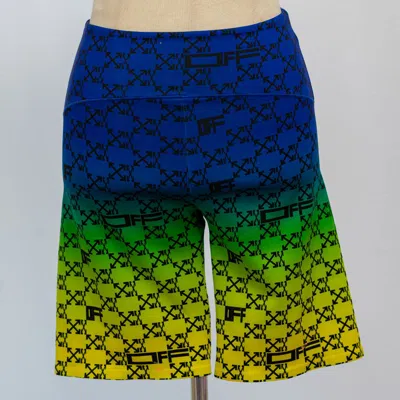 Pre-owned Off-white Arrows-print Biker Shorts In Green/ Blue