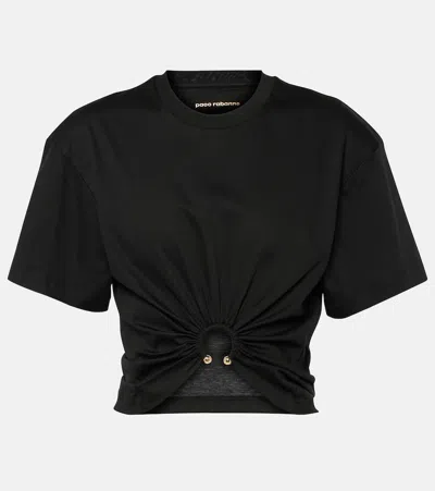 Rabanne Cotton Jersey Cropped Top In Black  