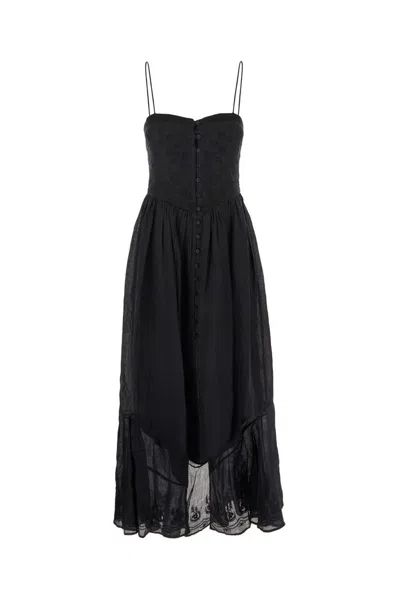 Isabel Marant Strapped Buttoned Midi Dress In Black