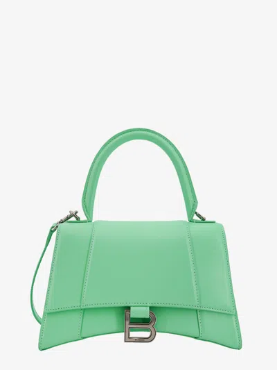 Balenciaga Hourglass Small Leather Handbag In Green