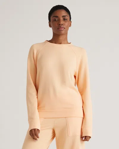 Quince Women's Supersoft Fleece Crew Neck Alpaca Sweater In Sunset Orange