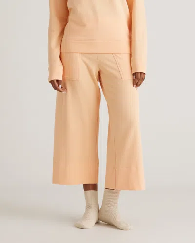 Quince Women's Supersoft Fleece Cropped Wide Leg Pants In Sunset Orange