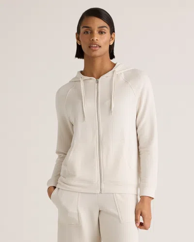 Quince Women's Supersoft Fleece Zip Up Hoodie In Off-white