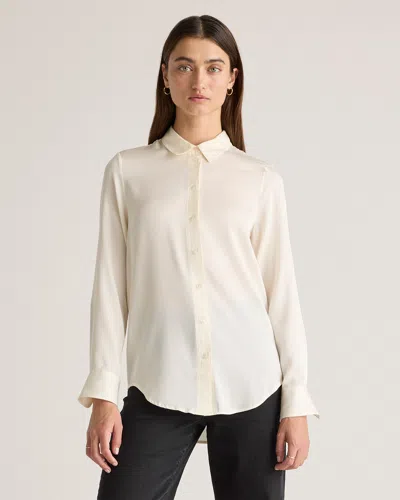 Quince Women's 100% Washable Silk Stretch Blouse In Ivory