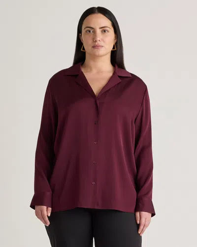 Quince Women's Washable Stretch Silk Notch Collar Blouse In Wine Tasting