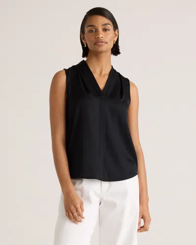 Quince Women's 100% Washable Silk Stretch Sleeveless Blouse In Black