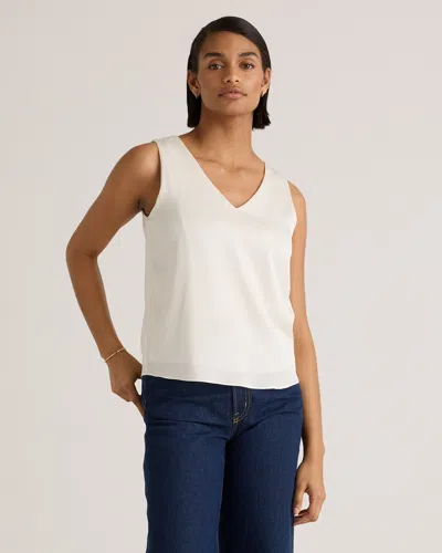 Quince Women's 100% Washable Silk Stretch Tank Top In Ivory