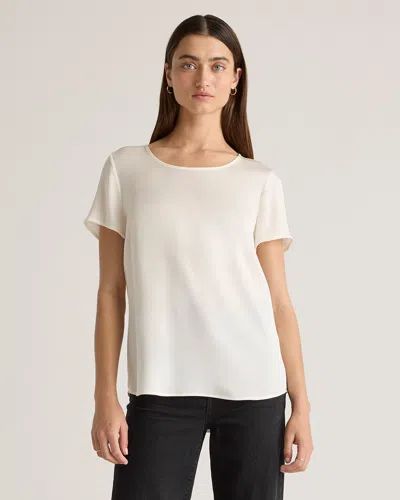 Quince Women's 100% Washable Silk Stretch T-shirt In Ivory