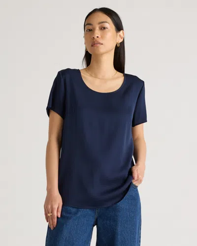 Quince Women's 100% Washable Silk Stretch T-shirt In Navy
