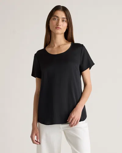 Quince Women's 100% Washable Silk Stretch T-shirt In Black