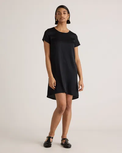 Quince Women's 100% Washable Silk Stretch T-shirt Dress In Black