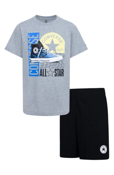 Converse Kids' All Star Gfx Logo T-shirt & Shorts Set In Black/ Grey