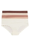 Danskin 5-pack Laser Cut Scalloped Hipster Panties In Fr Pl/br Th/sbsg/ Tn/dp Mhgny