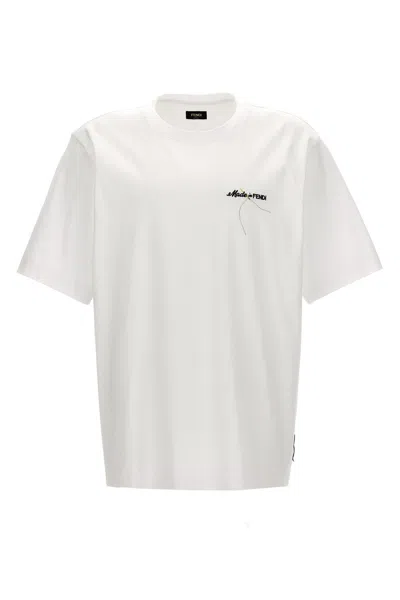 Fendi Men Logo Embroidery T-shirt In White