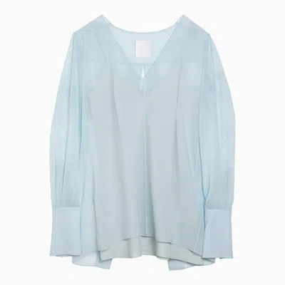 Givenchy Light Blue Silk Blouse With Back Slit Women In White