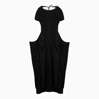 Loewe Black Short-sleeved Dress In Viscose Blend Women