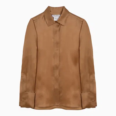 Max Mara Leather-coloured Silk Shirt Women In Brown