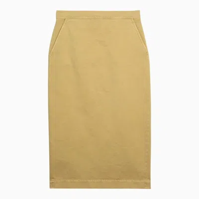 Max Mara Mustard-coloured Pencil Skirt In Cotton Women In Cream