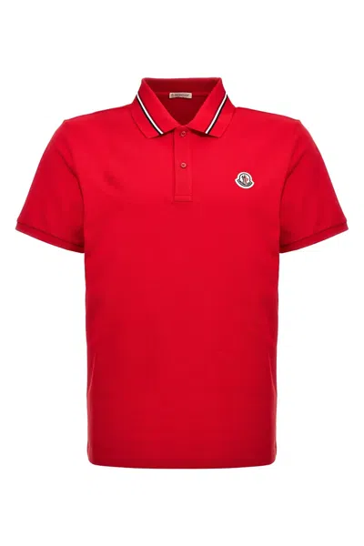 Moncler Men Logo Patch Polo Shirt In Red
