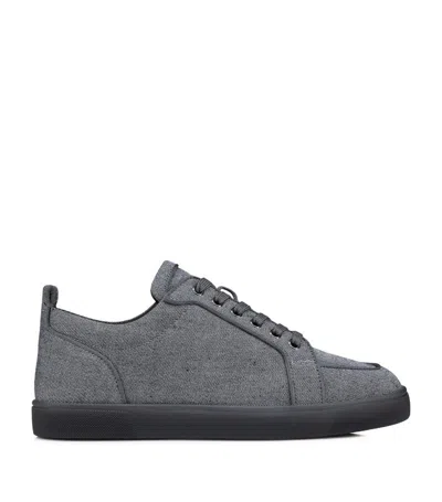 Christian Louboutin Louis Orlato Linen-blend Sneakers In Grey