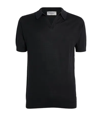 John Smedley Merino Wool Polo Shirt In Black