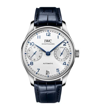 Iwc Schaffhausen Stainless Steel Portugieser Automatic Watch 42mm In Silver