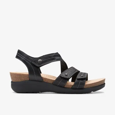 Clarks Women's Calenne Clara Strappy Wedge Sandals In Black