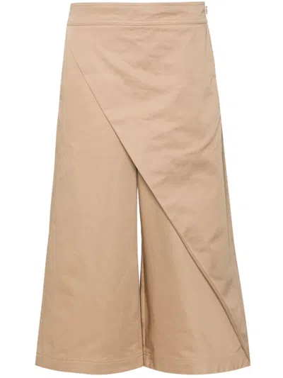Loewe Wrapped Cropped Trousers In Beige
