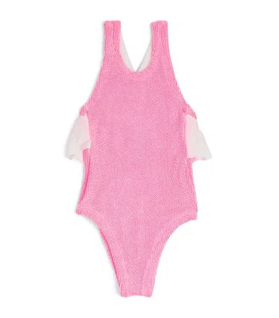 Hunza G Kids' Ruffle-trim Lara Swimsuit (7-12 Years) In Pink