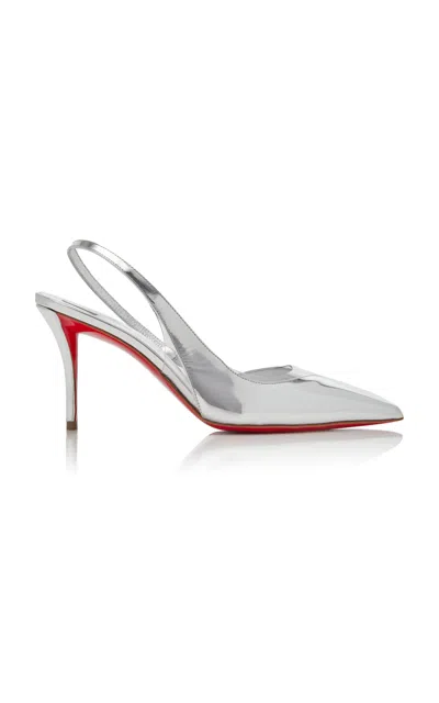 Christian Louboutin Posticha 80mm Mirrored Leather Slingback Pumps In Silver
