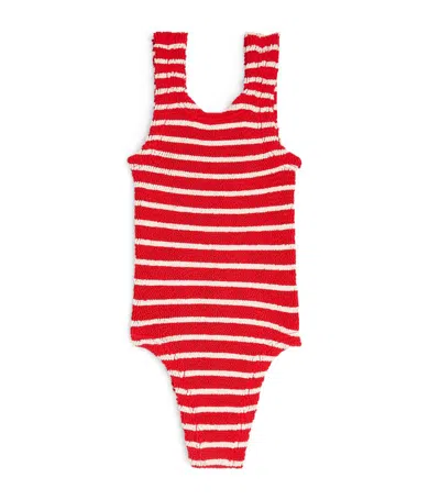 Hunza G Kids' Baby Alva Bow-detail Swimsuit In Red