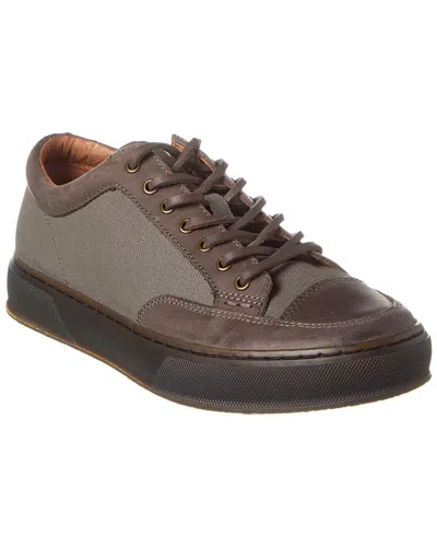 Frye Hoyt Low Lace Canvas & Leather Sneaker In Grey
