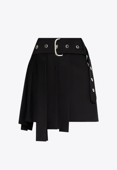 Off-white Asymmetrical Pleated Mini Skirt In Black