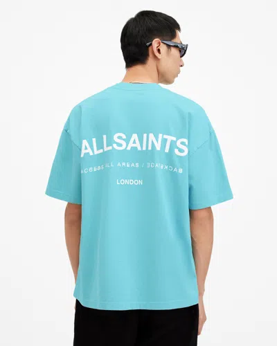 Allsaints Access Oversized Crew Neck T-shirt In Costello Blue