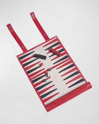 Brouk & Co Roll-up Backgammon Travel Game Set In Vegan Leather In Red