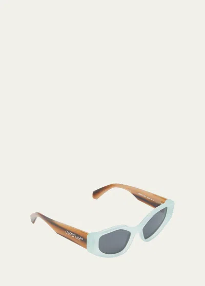 Off-white Memphis Cat-eye Sunglasses In Teal,smoke