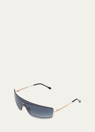 Isabel Marant Metal & Acetate Shield Sunglasses In Gold Blck