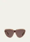 Max Mara Emil Acetate Shield Sunglasses In Shiny Camel Horn