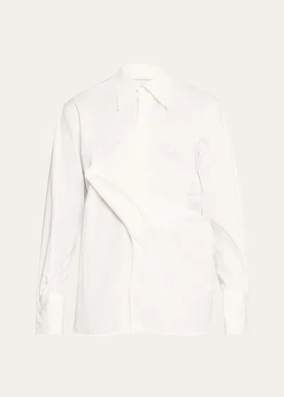 Bianca Saunders Men's Poplin Multi-fold Button-down Shirt In White