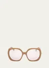 Max Mara Light Brown Butterfly Acetate Sunglasses, 58mm In Matte Camel