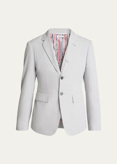 Thom Browne Men's Cotton Seersucker Classic Sport Coat In Light/pastel Grey