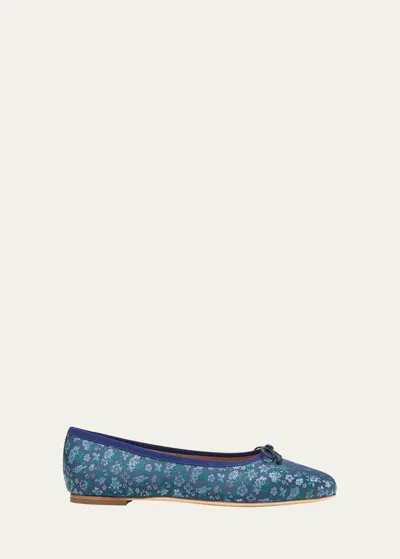 Malone Souliers Misty Floral Jacquard Ballerina Flats In Navy Floral Baby